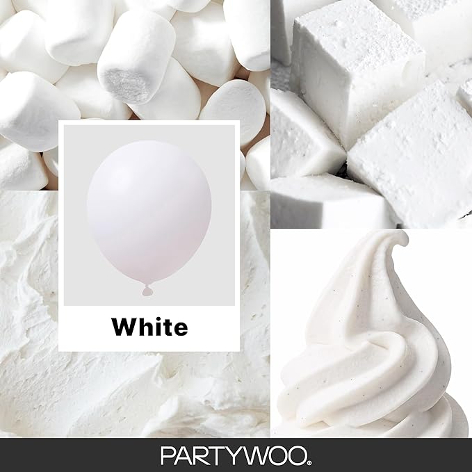 PartyWoo White Balloons 145pcs Matte White Latex Balloons Different Sizes | 18 - Image 2