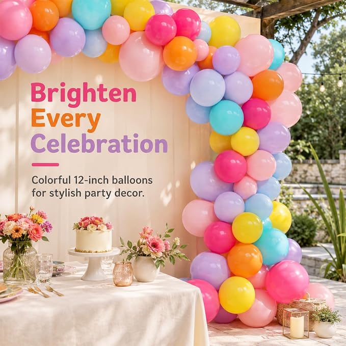 Tropical Balloons, 12 Inch Multicolor Rainbow Ballons Fruit Green Slate Blue - Image 7