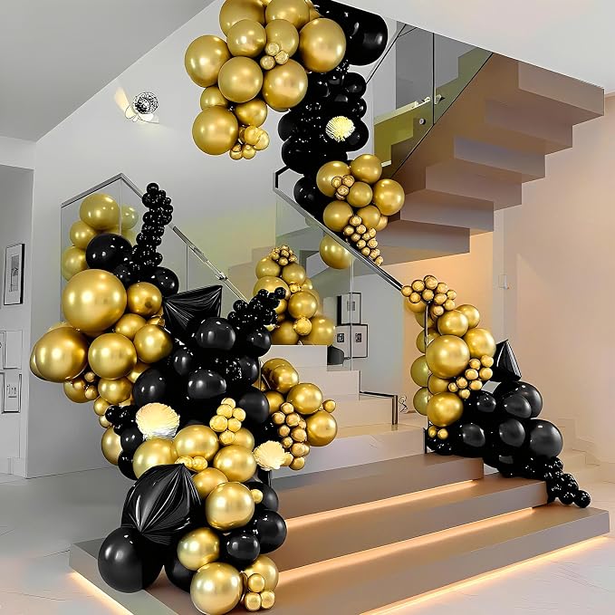 Black and Gold Balloons 100 Pack 12 Inch Metallic Black Gold Extra Thick Latex - Image 6