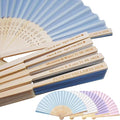 20 Pcs Personalized Light Blue Folding Hand Fans, Summer Wedding Fans, Personal Handheld Folding Fans Wedding Favors, Custom Imitated Silk-Bamboo Fans for Guests