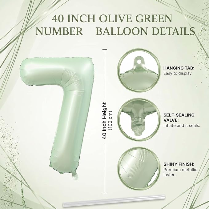 Olive Green Number 17 Balloon 40 Inch, Balloon - Image 4