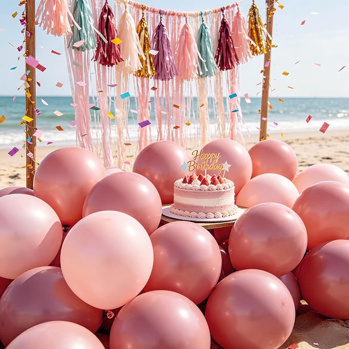 100pcs Dusty Pink Balloons 12 inch Round Latex | Boho Blush Retro Pink - Image 3