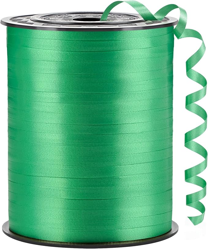Green Curling Ribbon, 500 Yards, 1/5 Inch | by CLUEWR
