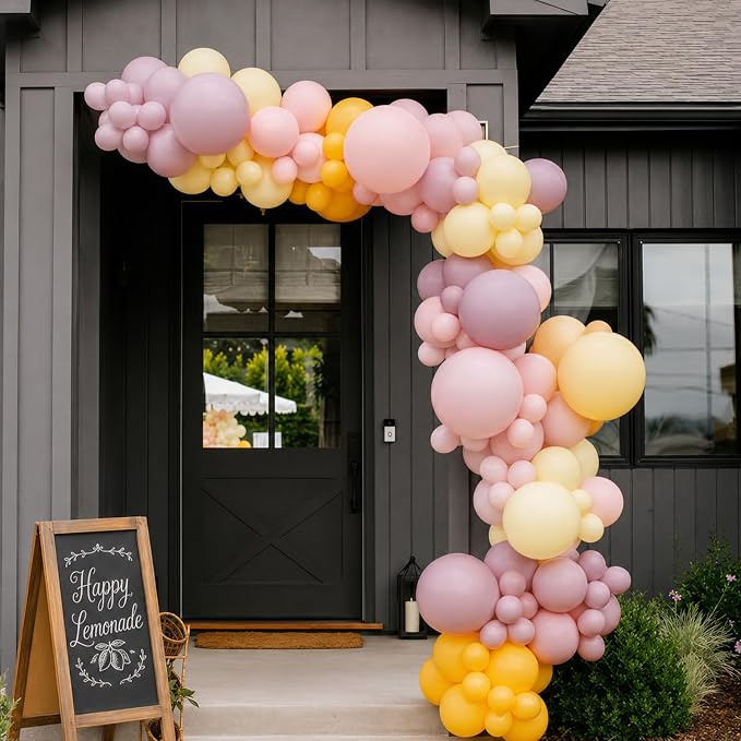 Pink Yellow Balloon, Pastel Light Dusty Pink Yellow Balloon - Image 4