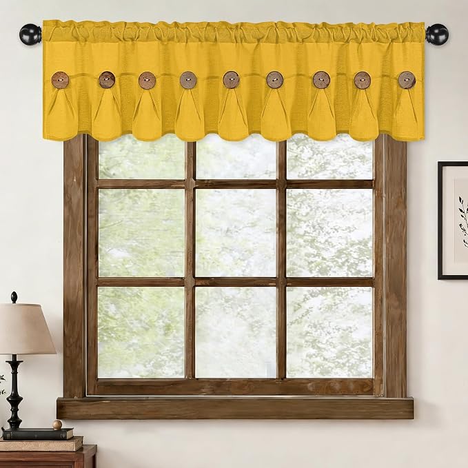 Farmhouse Valance Curtains, Boho Cotton Linen Kitchen Valance, Rod Pocket - Image 7