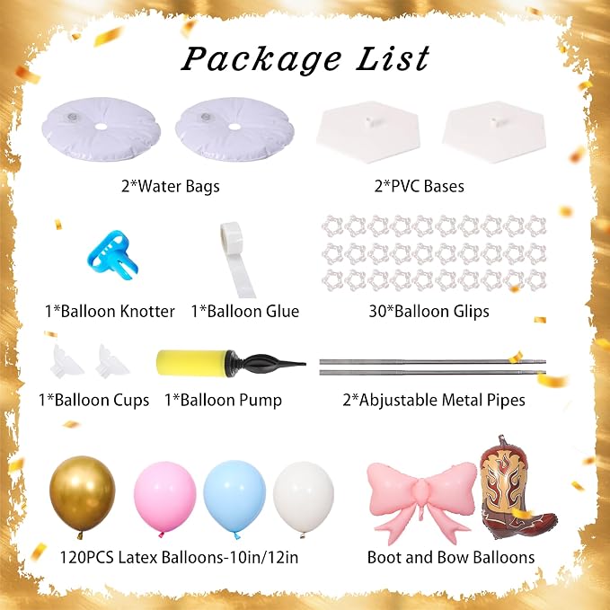 Boots or Bows Gender Reveal Balloon Column Stand Kit Set of 2 - Image 3