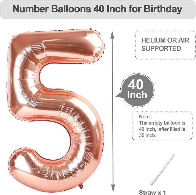 Number Balloons 40 Inch Rose Gold 4 Balloon - Image 5