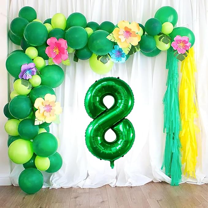 Green Number Balloons, 40 Inch Dark Green Balloon 8.8 Helium Balloon 8th - Image 4