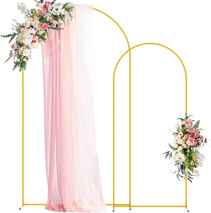Wedding Arch Backdrop Stand 7.2FT, 6FT Gold Metal Arch Stand Set | Metal Arch by Wokceer