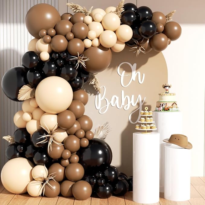 Black Brown Nude Balloon Garland Arch Kit 201Pcs Different Size Brown Balloon by PTGOLUO