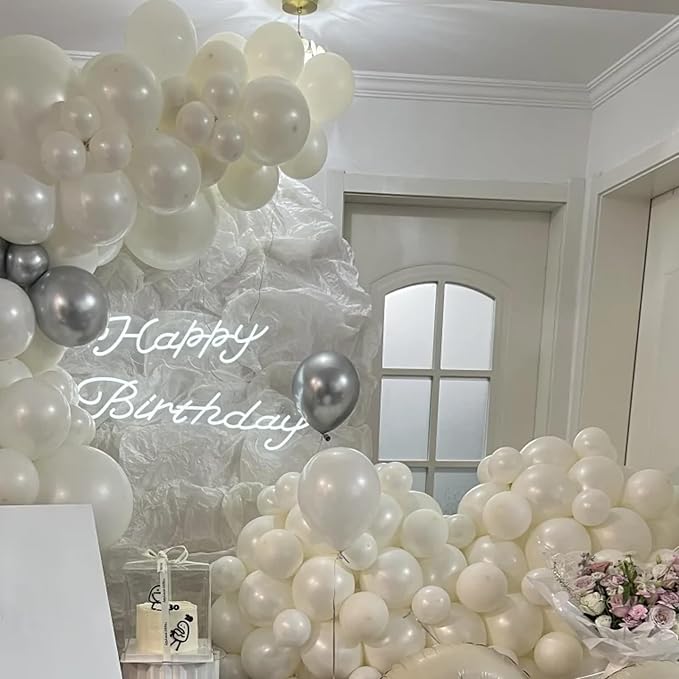 Voircoloria 90pcs Ivory White Balloons Garland Arch Kit, 18 12 10 5 Inch | - Image 6