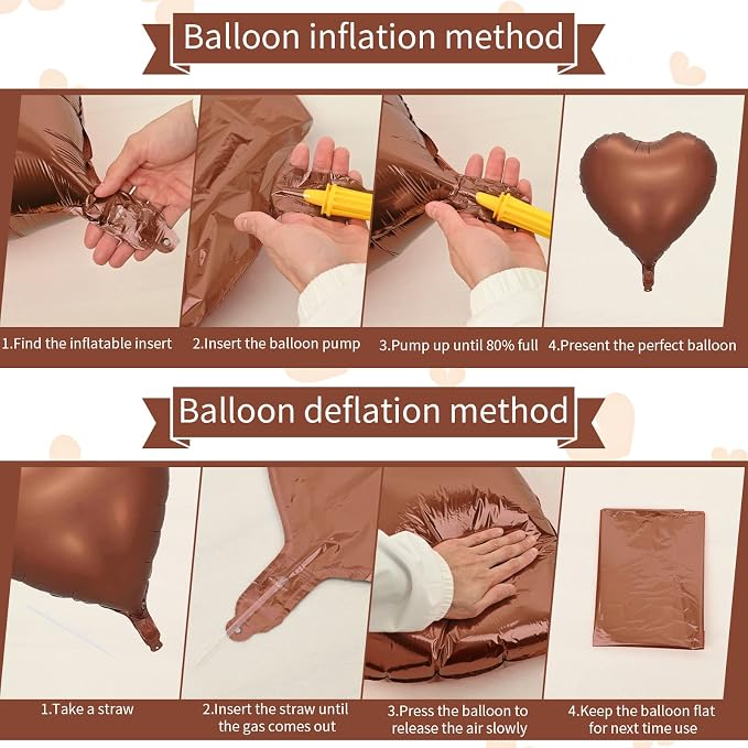 10PCS Brown Khaki Heart Shape Balloons - Image 3
