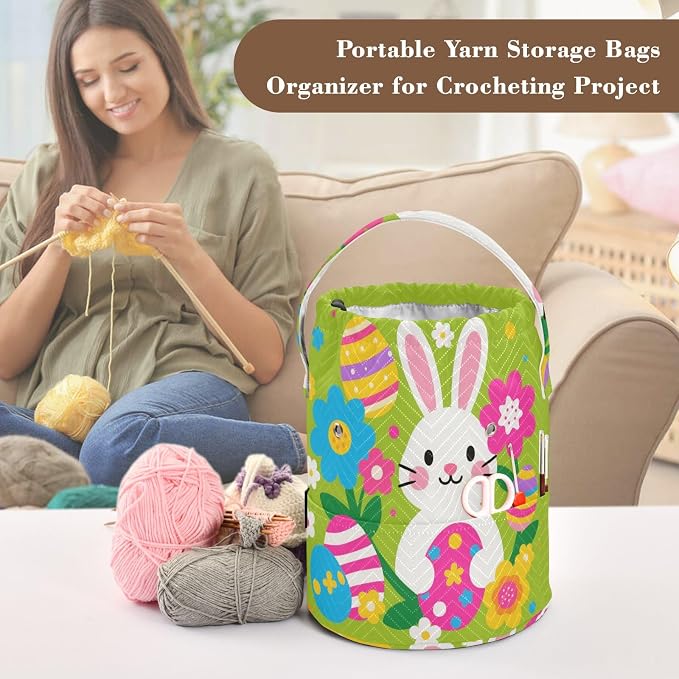 Yarn Bag Small Crochet Bag Drawstring Yarn Storage Organizer Knitting Project - Image 4