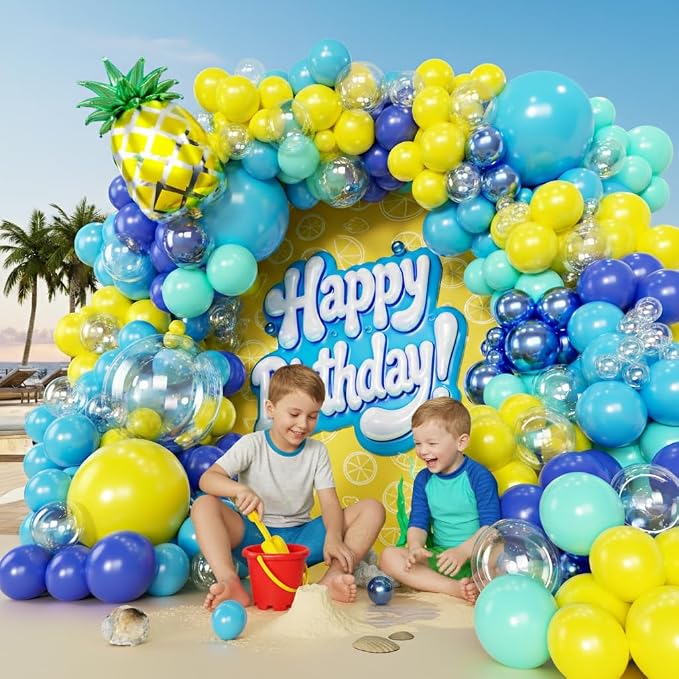 160pcs Cartoon Sponge Balloons Garland Arch Kit, Birthday Decorations Yellow - Image 5