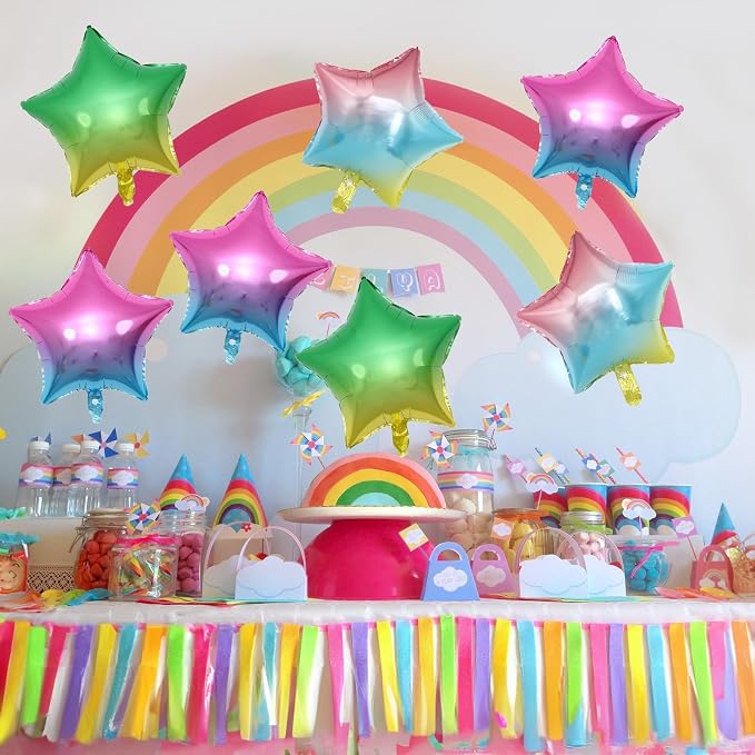 Gradient Color Star Foil Balloons, 18 Inch Rainbow Stars Shape Foil Helium - Image 6