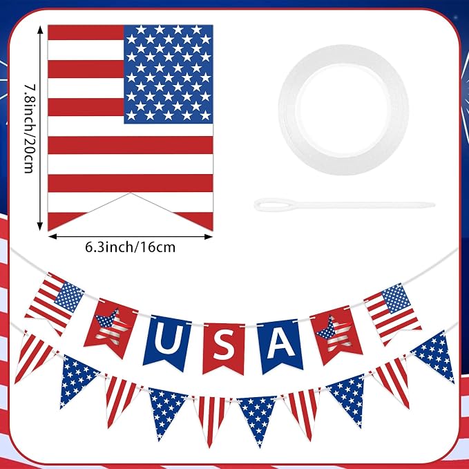 USA Banner 4th of July Patriotic Banner Red Blue Star and Stripes American - Image 2