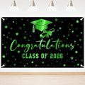 Congratulations Class of 2026 Backdrop Black Green Graduation Banner Congrats by Lecheme