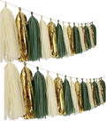 20Pcs Sage Green Gold Mylar Tassels Garland Tissue Paper Tassels Banner DIY Kit by Autupy
