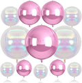 Biapian 12Pcs Pink and Iridescent Round Balloons Foil, Large Pink Bubble by BIAPIAN