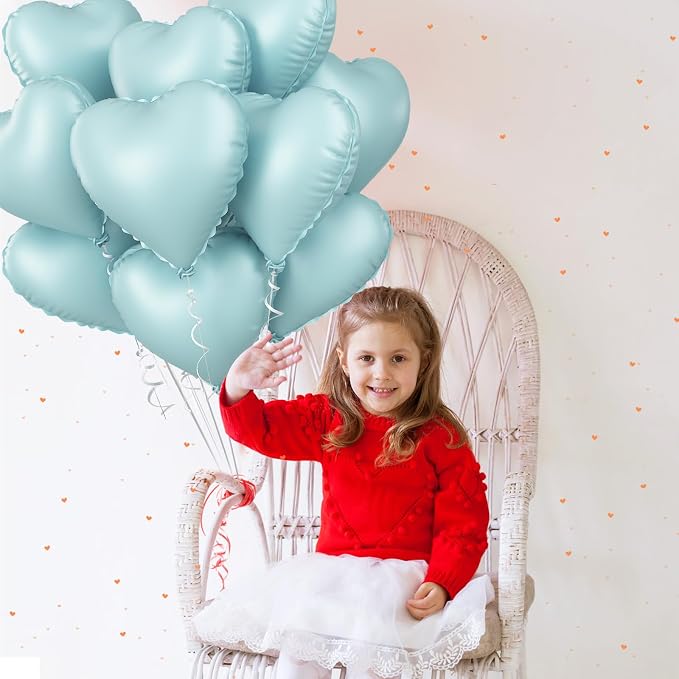Baby Blue Heart Balloon, 18inch Pastel Blue Heart Shape Balloons Helium - Image 8