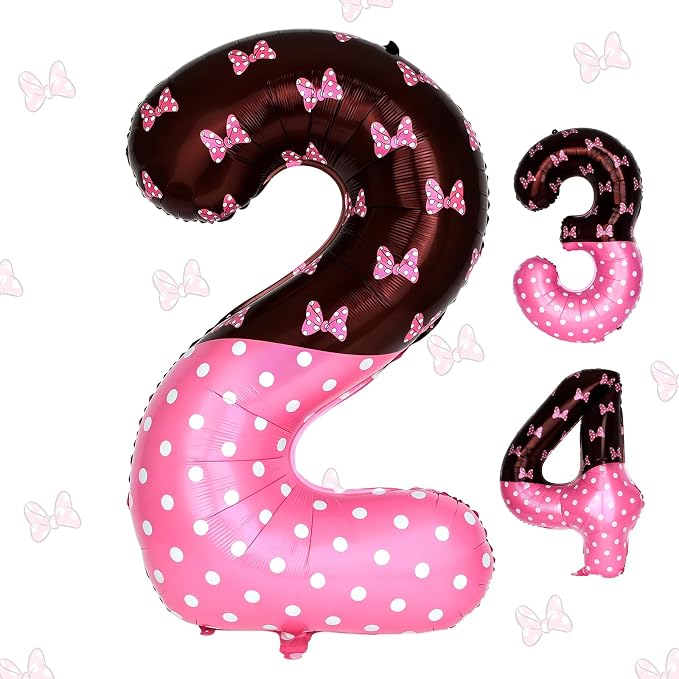 40 Inch Pink Cartoon Mouse Number 2 Balloon, Birthday Party Decorations | Black by AXBMM