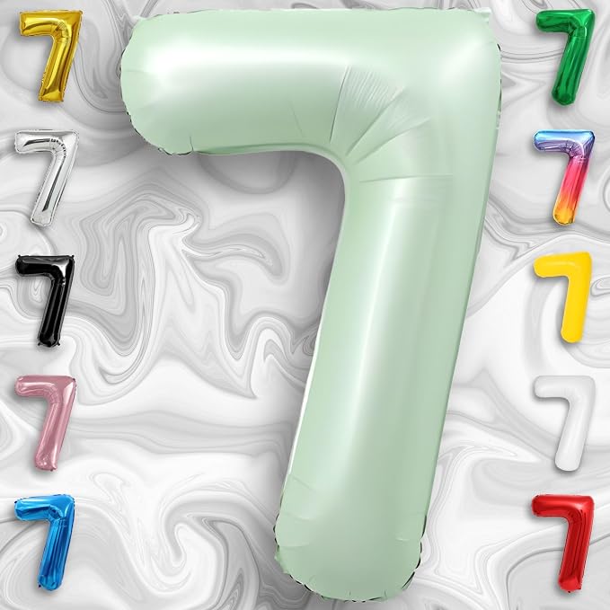 Green Number Balloon 7 Mylar Foil Balloons 32 inch - Image 3
