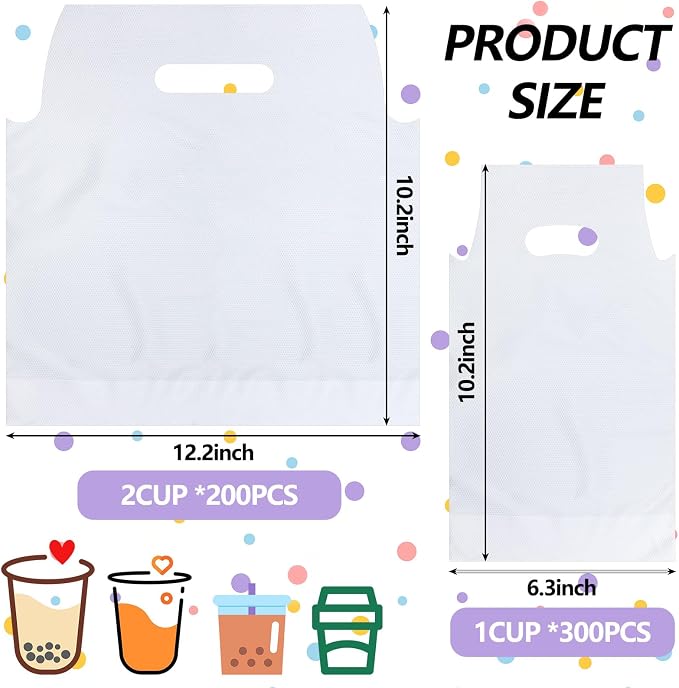 500 Pcs Clear Drink Carrier Bags Plastic - Image 2