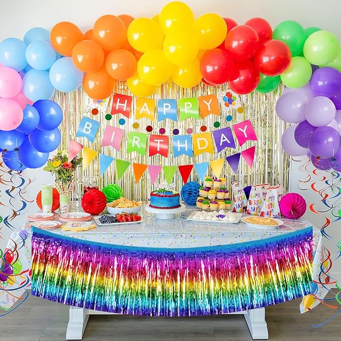 BEISHIDA Dark Rainbow Fringe Garland Banner 30ft Wall Tinsel Foil Streamers | - Image 5