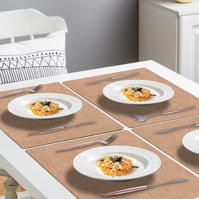 Cloth Placemats Set of 6, Cotton Linen Blend Machine Washable Durable Linen - Image 4