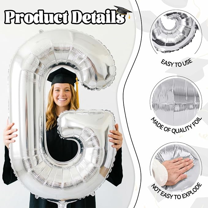 Biapian 40 Inch GRAD Balloons, 'GRAD' Party Balloons Foil - Image 3