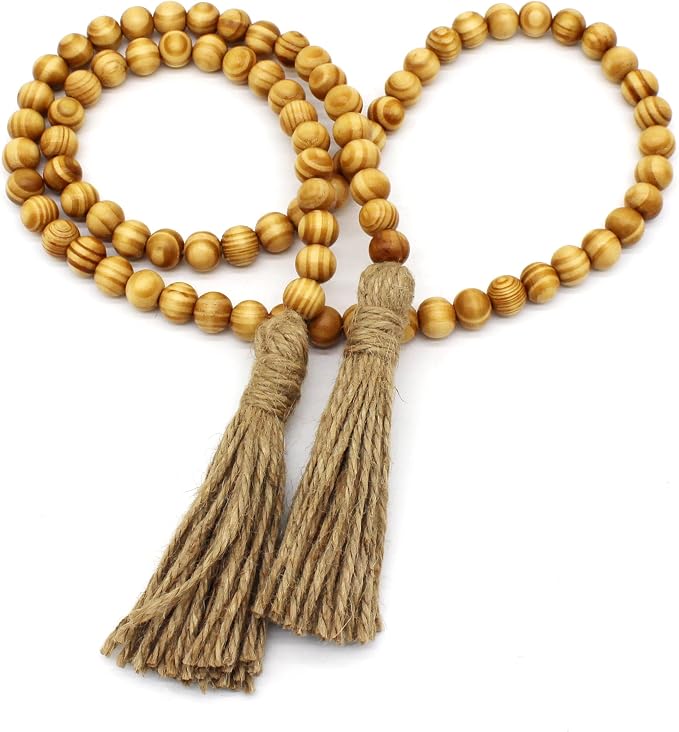 CVHOMEDECO. Wood Grain Beads Garland by CVHOMEDECO