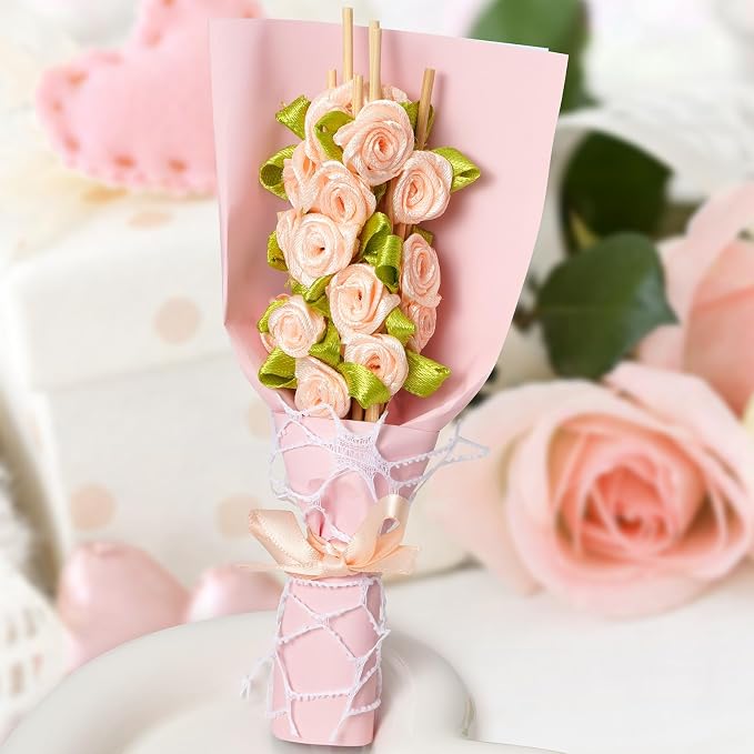 Minisland Pink Rose Flower Cocktail Picks, 4.7 Inch Long Bamboo Fancy Toothpicks - Image 7