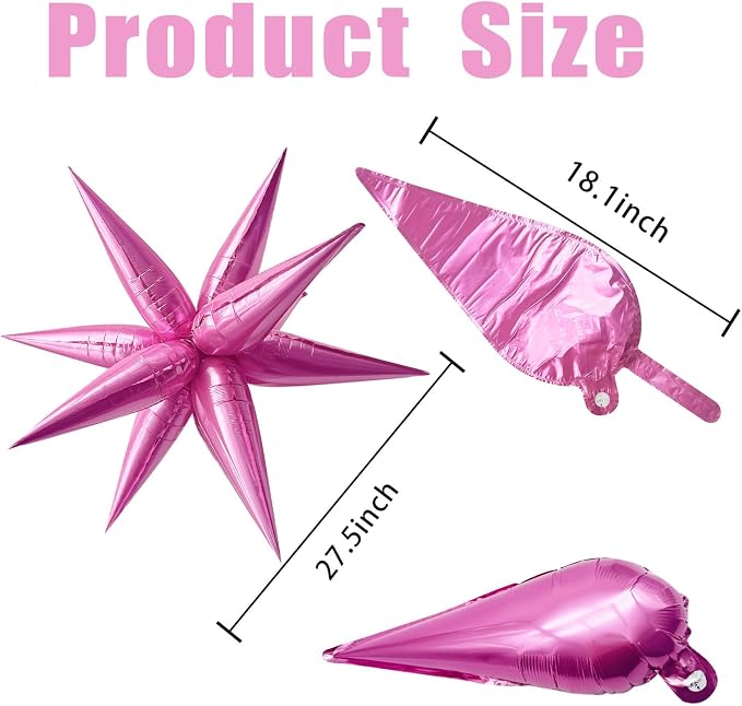 60Pcs Hot Pink Star Balloons for Princess Birthday Decorations Explosion Mylar - Image 2