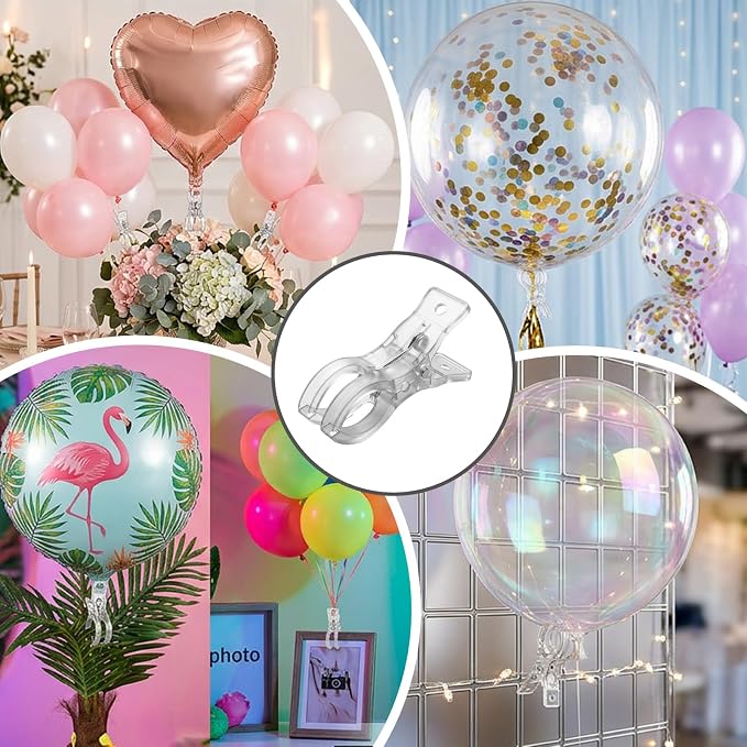 30 Pack Balloon Arch Clips, 3.5 Inch Large Clear Spring Clamps Plastic Heavy - Image 6