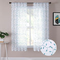 Tollpiz Leaves Sheer Curtains Teal Blue Leaf Embroidery Bedroom Curtain Rod by Tollpiz