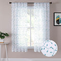 Tollpiz Leaves Short Sheer Curtains Teal Blue Leaf Embroidery Bedroom Curtain by Tollpiz