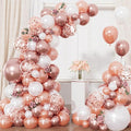 Rose Gold Balloon Garland Arch Kit, Metallic Rose Gold Pearl White and Glitter by Haolongfa