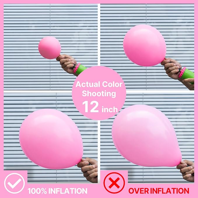 PartyWoo Pink Balloons 101pcs Pink Matte Latex Helium Balloons 12 Inch | Girl - Image 4