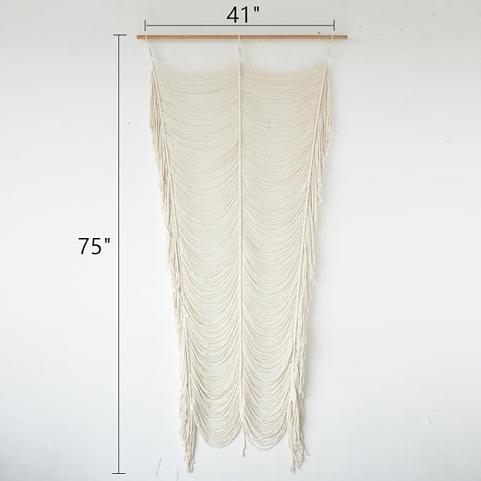 Macrame Curtain Handmade Boho Doorway Window Divider Fiber Art 41" W*75" L | - Image 5