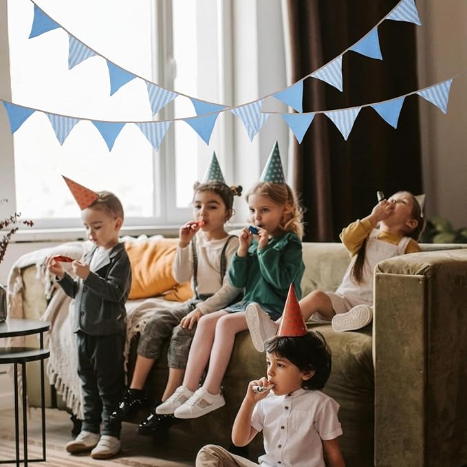 2Pcs Triangle Bunting Flag No-DIY Cotton Fabric Garland Reusable Party Banner - Image 8