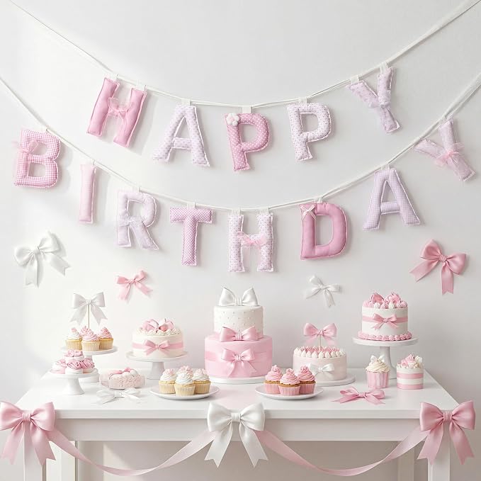 Pre-strung Happy Birthday Banner Sign Reusable Felt Happy Birthday Garland - Image 5