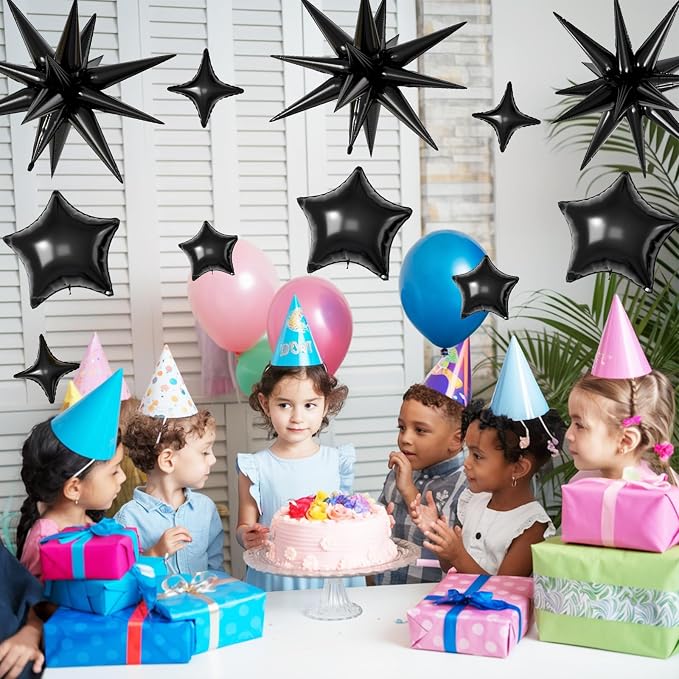 Black Star Balloons, 22/18/10 Inch Foil Balloons, Four-Pointed Balloon - Image 7