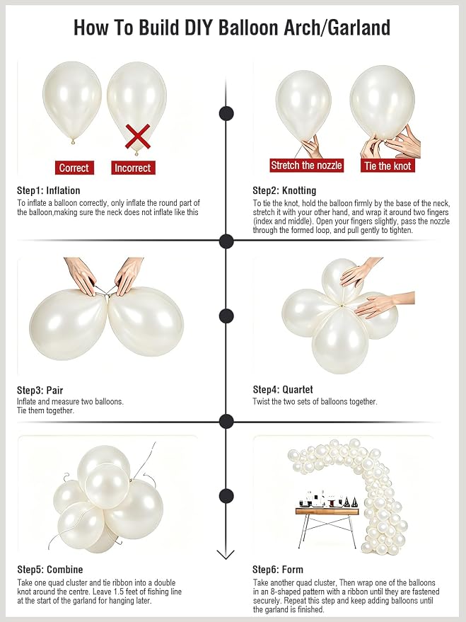 Pearl White Balloons 55 Pcs Inch White Latex Balloon Arch Kit Garland - Image 5