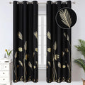 Palm Tree Leaf and Wheat Blackout Curtains Thermal Insulated Gold Print Light by ESTELARTEXTILER