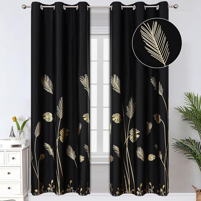 Gold and Black Blackout Curtains by ESTELARTEXTILER