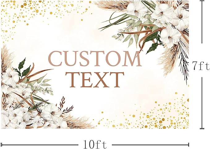 MEHOFOND Custom Boho Happy Anniversary Backdrop White Floral Bohemia Pampas - Image 4