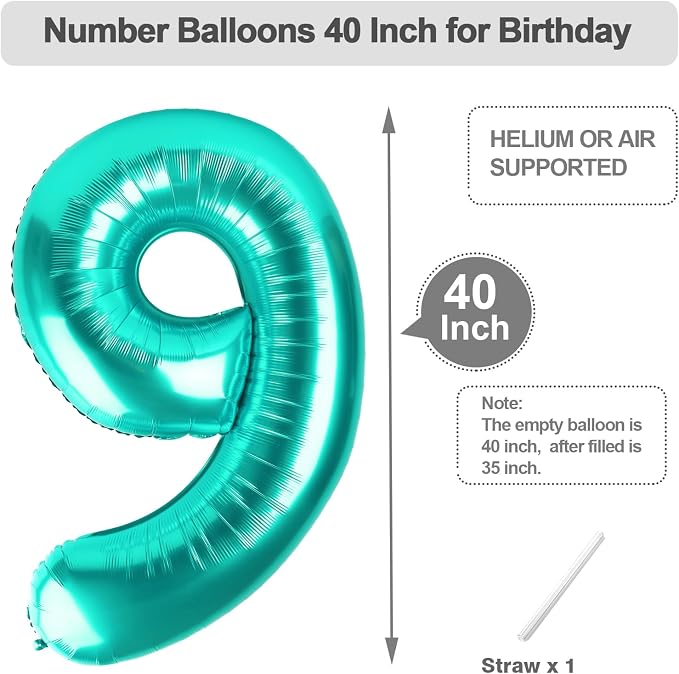 Happy Birthday Balloon 40 Inch Blue-Green 8 Balloon - Image 5