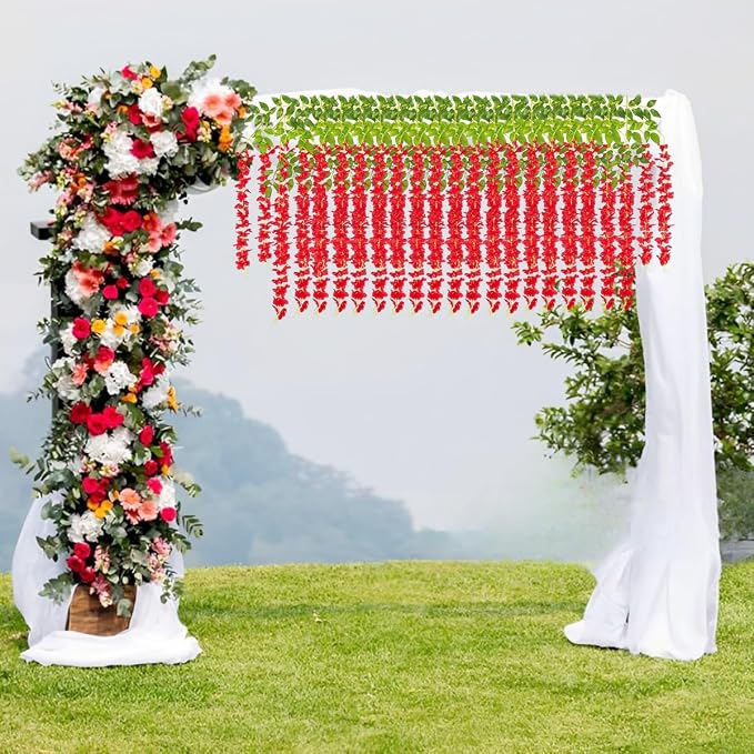 Artificial Wisteria Hanging Flowers Fake Wisteria Flower Garland Silk Vines - Image 5