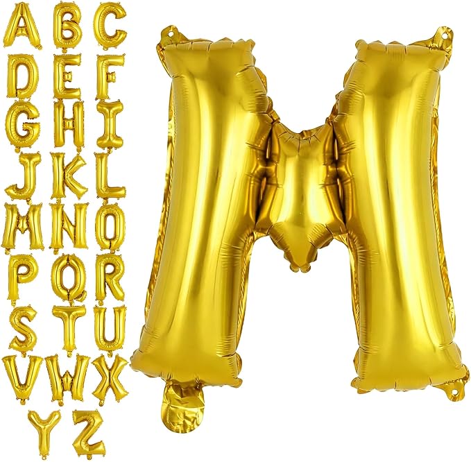 Gold Letter M Balloons, 40 Inch Large Foil Letter Balloons, Custom Phrase by YOTHORN