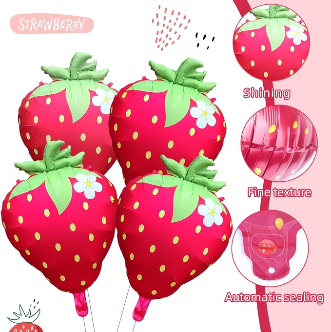 Strawberry Balloons 18" 4Pcs - Image 4